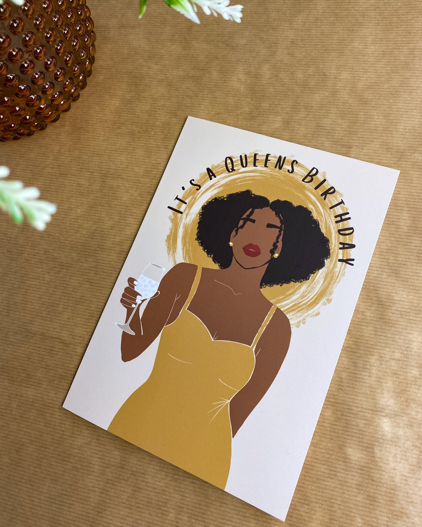 It's A Queens Birthday - Black Woman Birthday Card - Mid