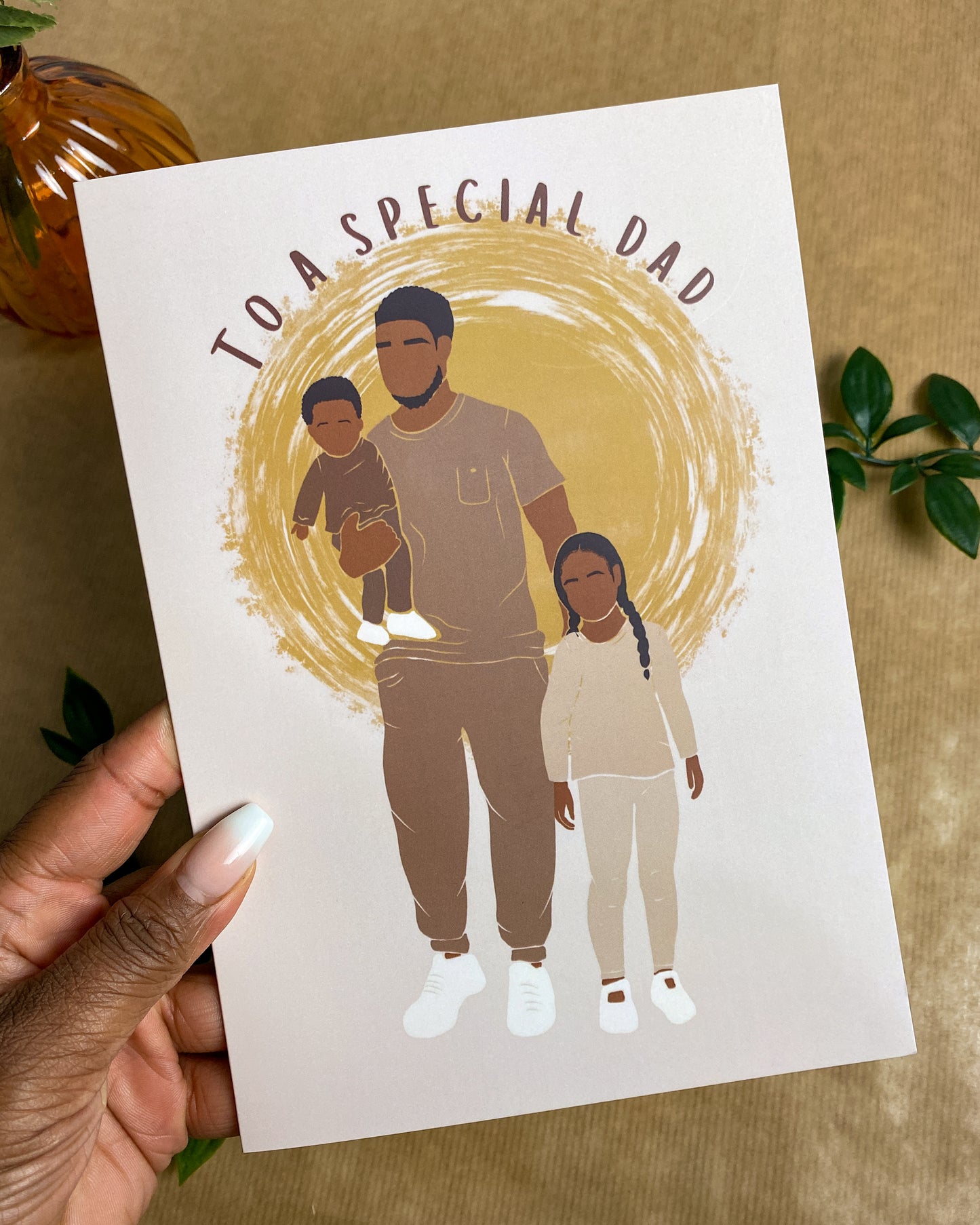 Fathers Day Card. Older Girl Baby Boy - Special Dad Two Children
