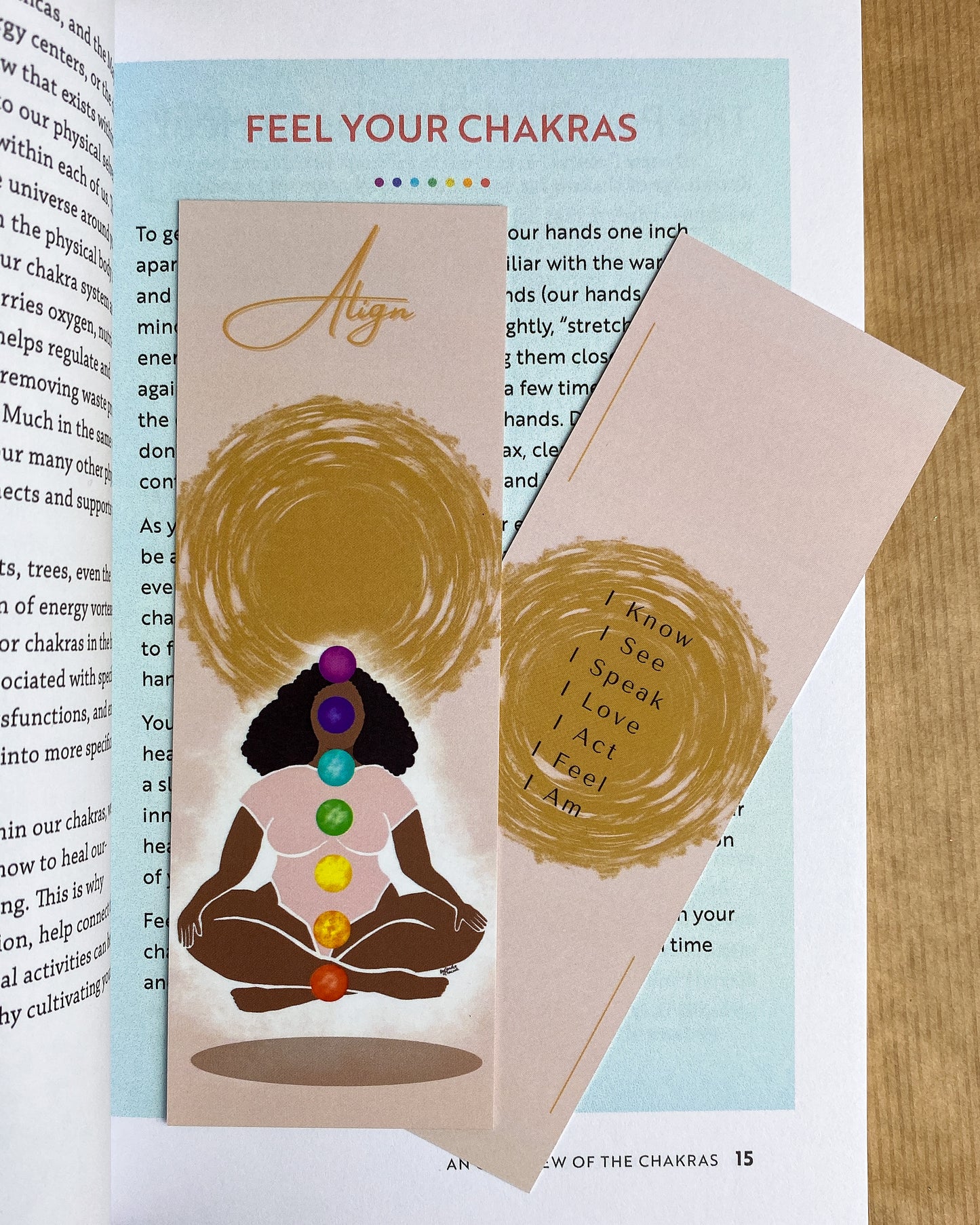 Black woman bookmark. Chakra & Affirmation Melanin African-American mixed race Afro art black owned art black girl magic - Align