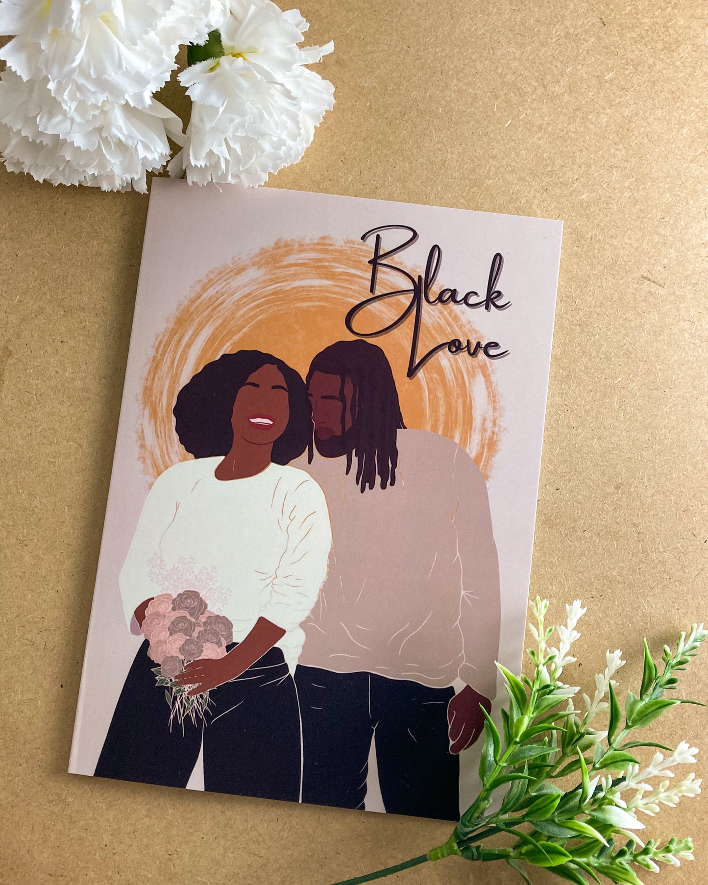 Black Love Valentine’s Day Couple Locs Greeting Card