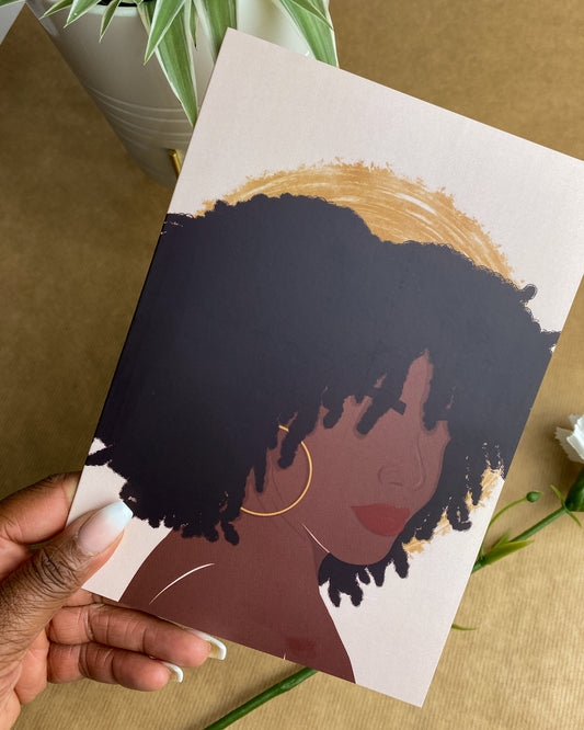 Amara’s Curly Afro - Black Girl Blank Birthday Celebration Card