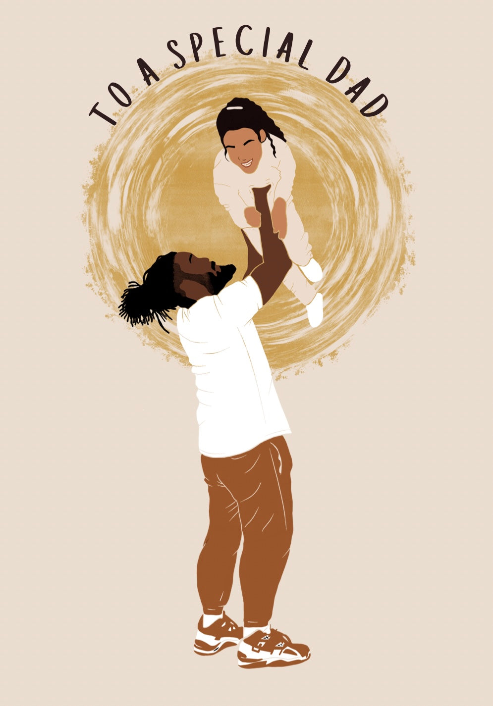 Loc's Dad & Daughter. Black Father’s Day Card. Dreadlocks Mixed Race