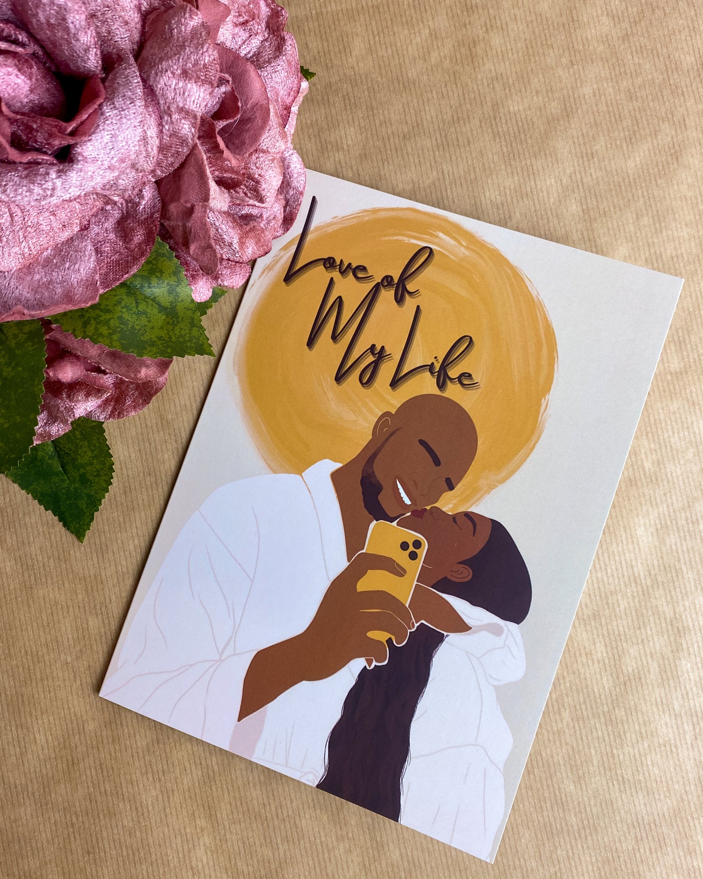 Selfie Lover’s Black Love Couple Greetings Card