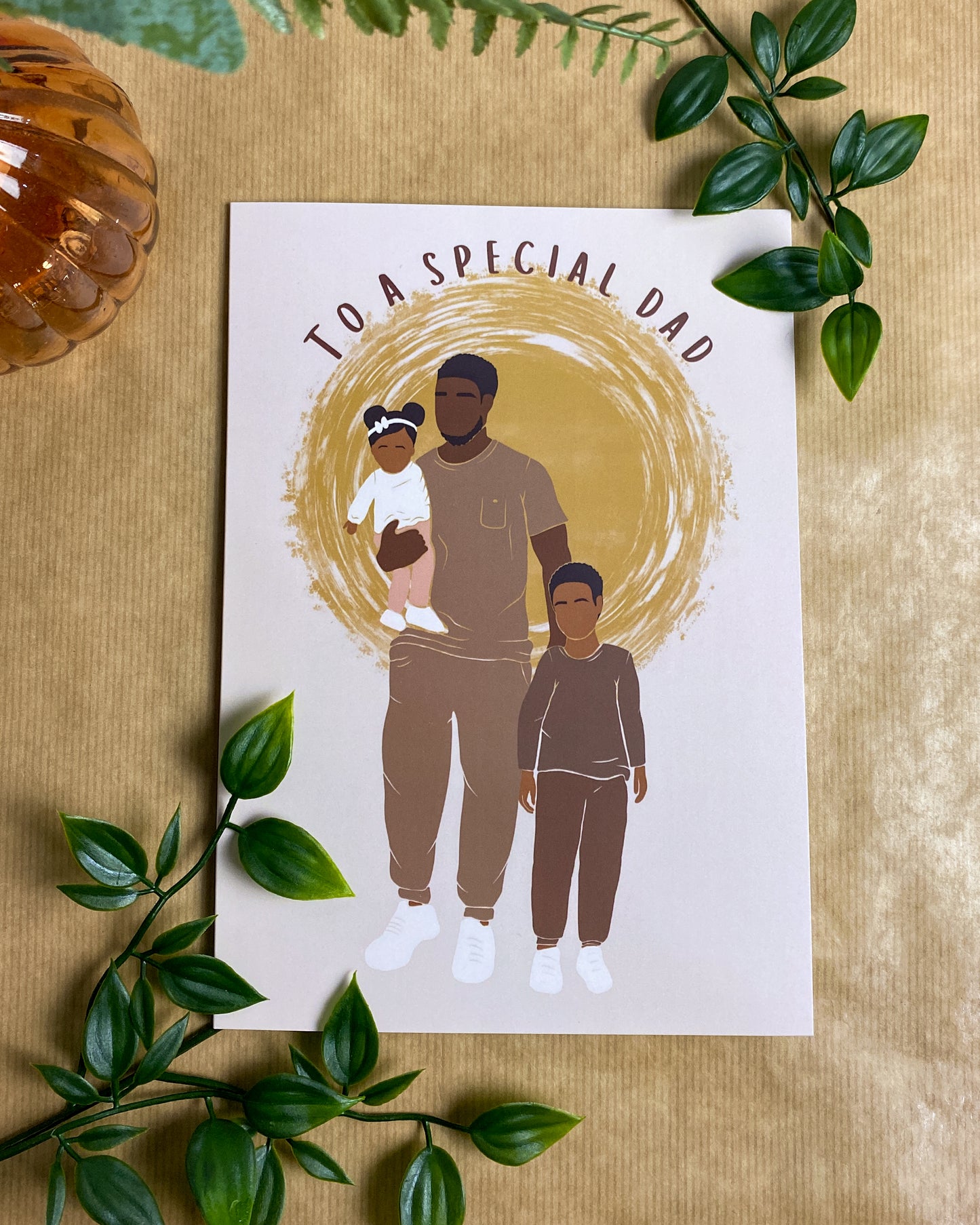 Fathers Day Card. Older Boy Baby Girl - Special Dad Two Children
