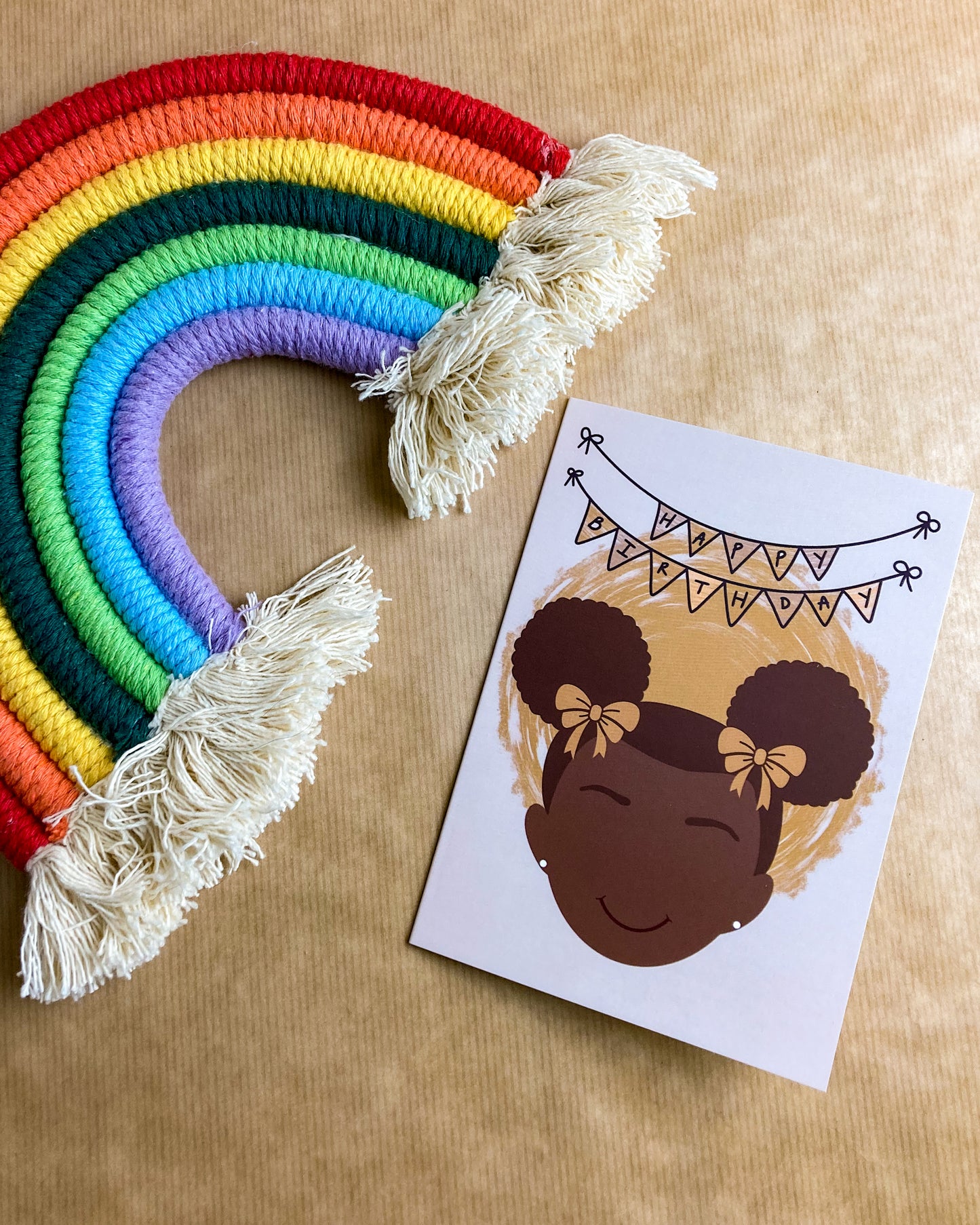 Kids Mini Birthday Card - Girl With Afro Puffs Ginny