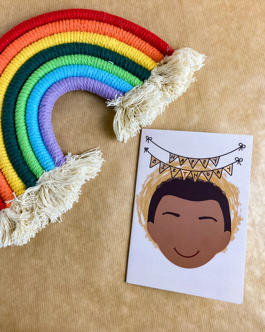 Mini Kids Birthday Card - Boy With Curls Mehkai