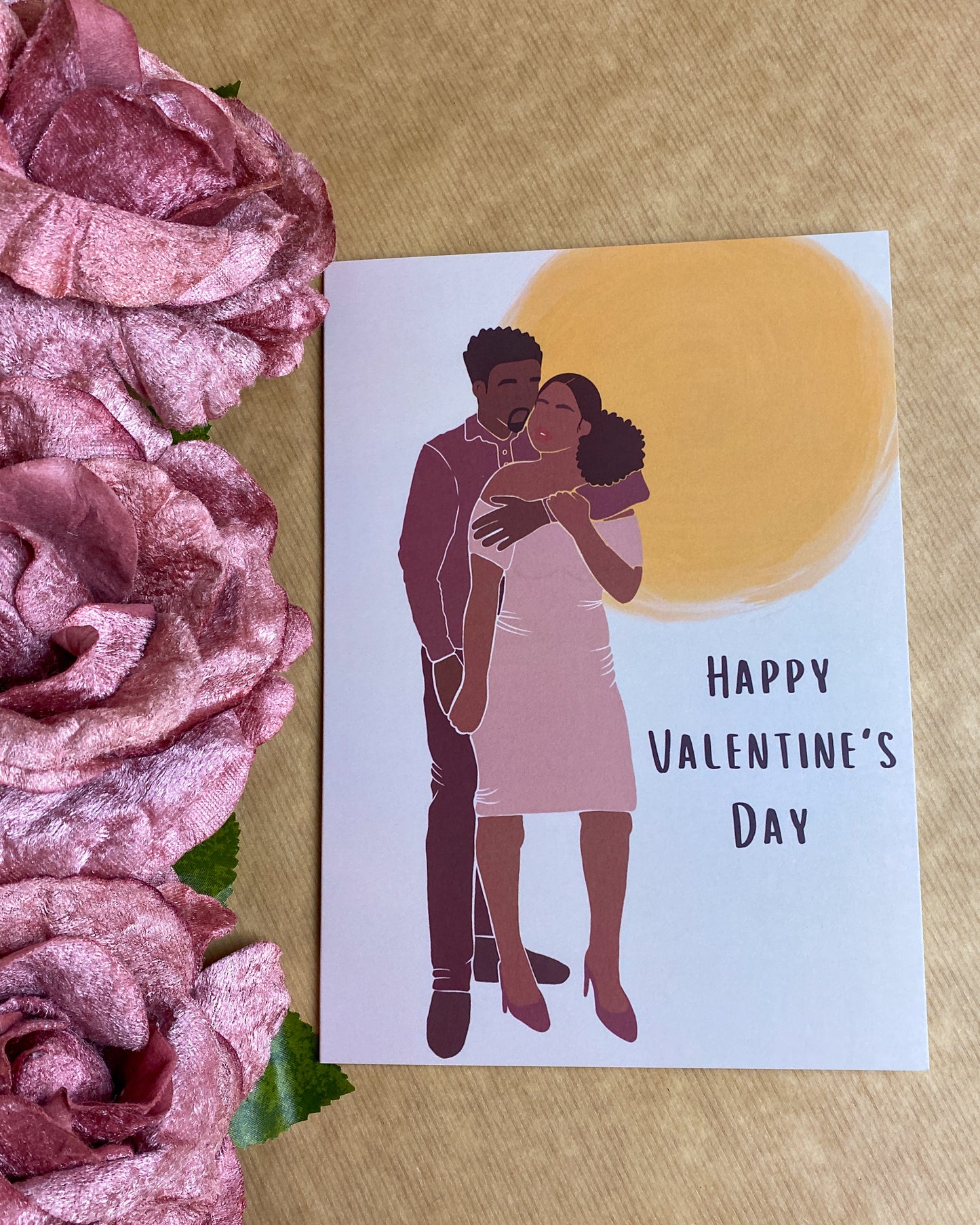 Embracing Lover’s - Black Love Valentines Day Greetings Card