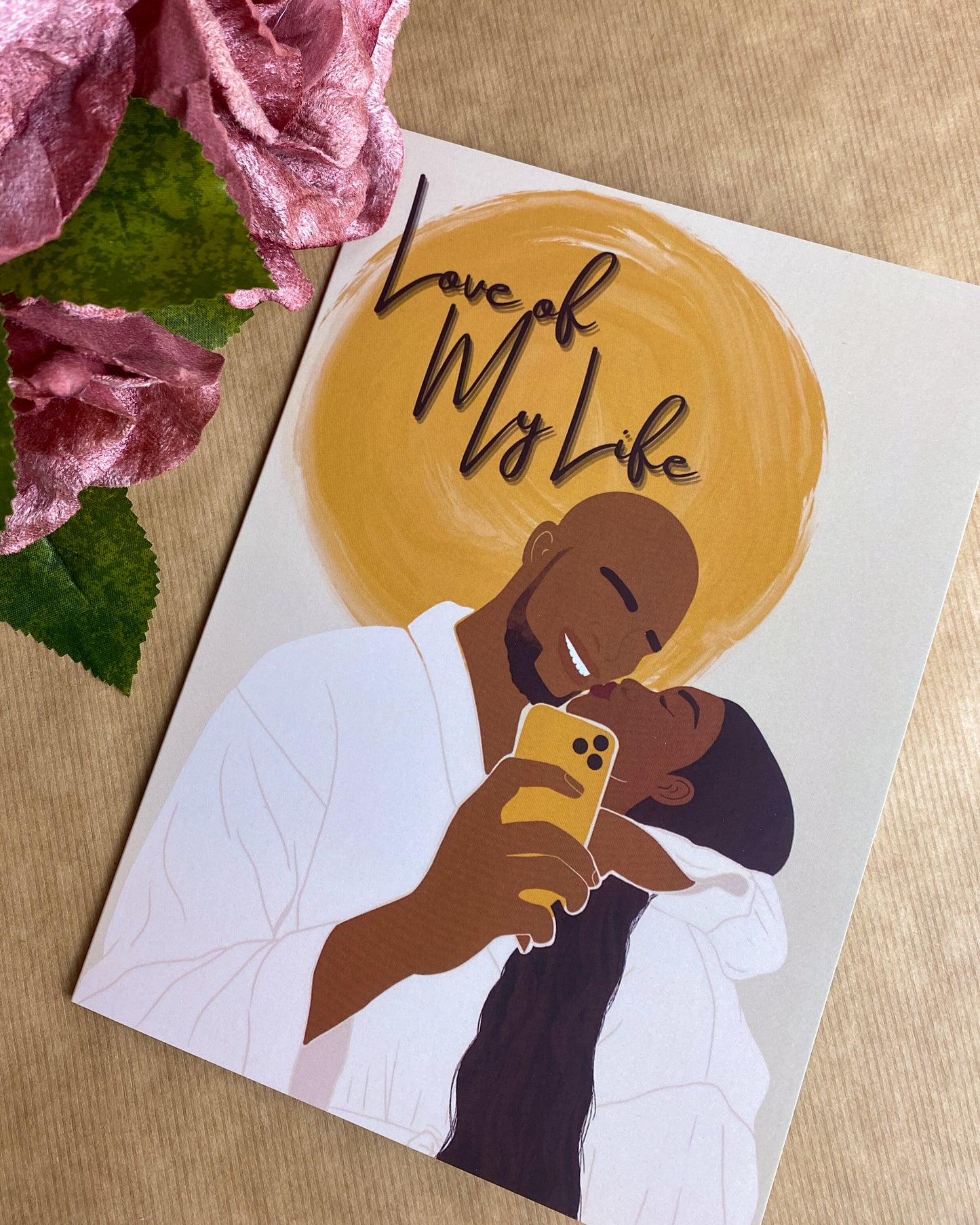 Selfie Lover’s Black Love Couple Greetings Card