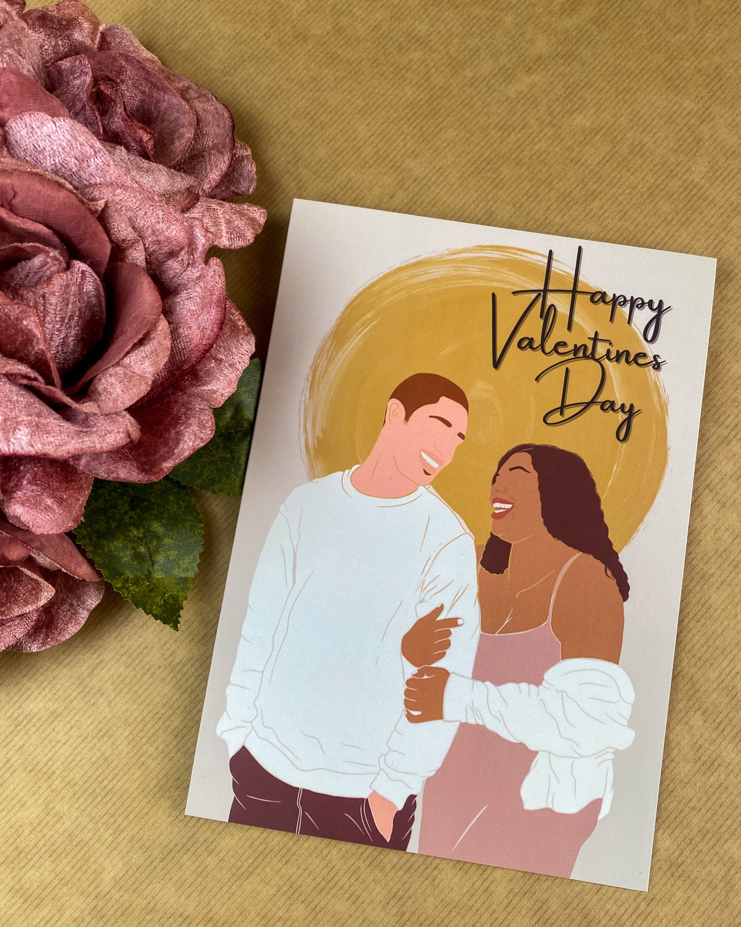 Happy Lovers / Interracial Valentines Day Greetings Card