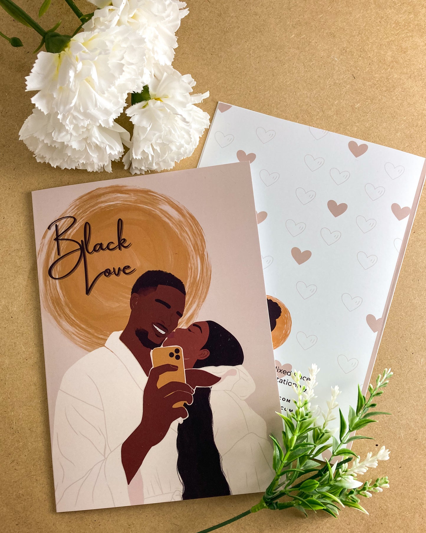Selfie Lover’s Black Love Couple Greetings Card