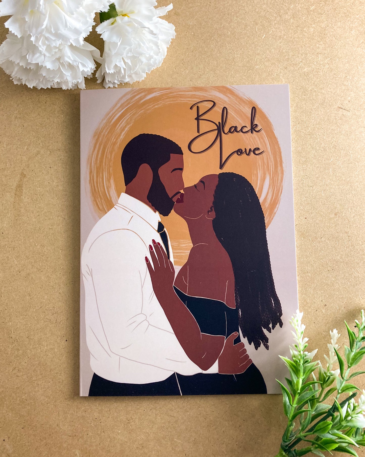 Kissing Lover’s - Black Love Valentines Day Woman With Locs Greetings Card