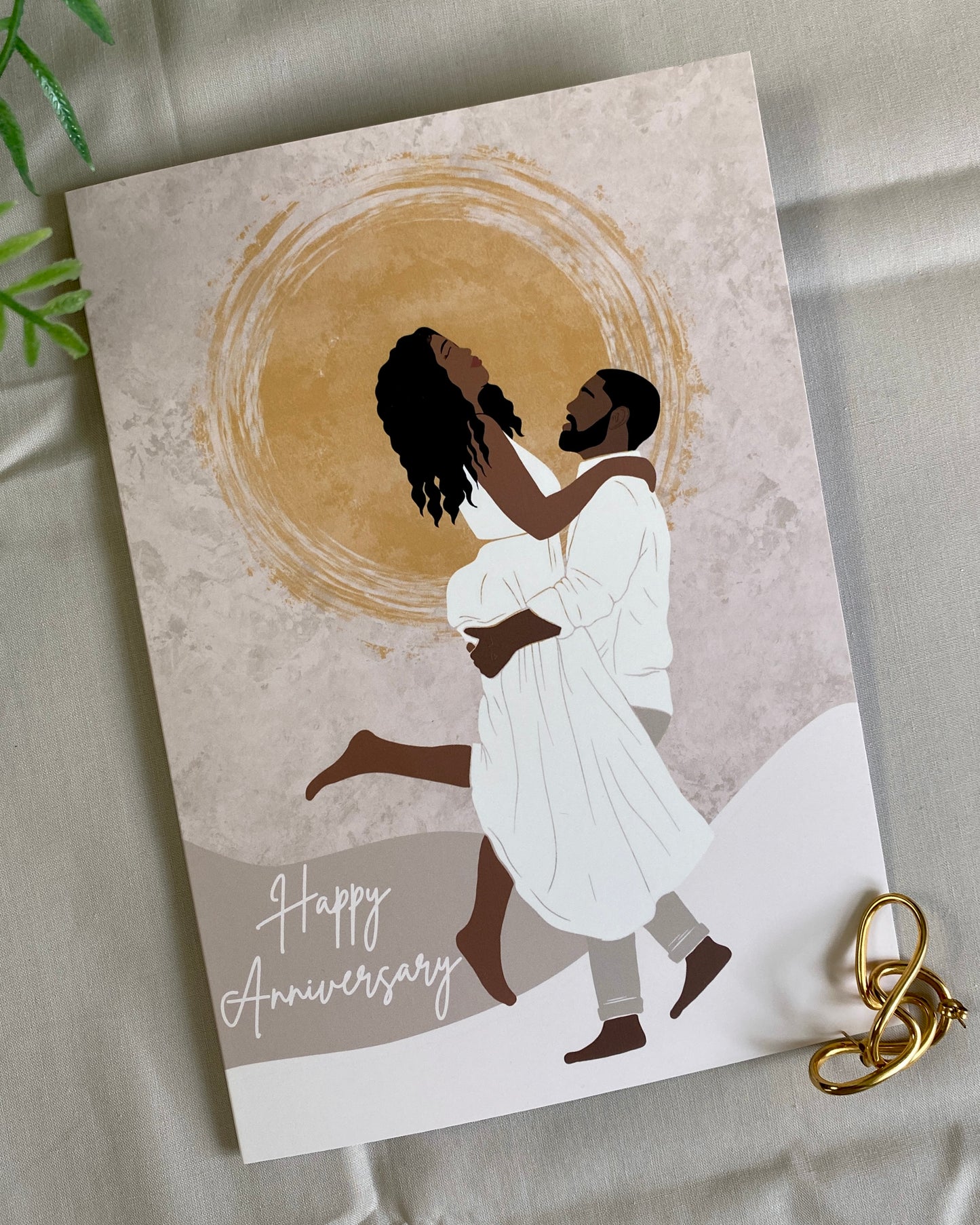 Embracing Lover’s - Black Love Anniversary Greetings Card