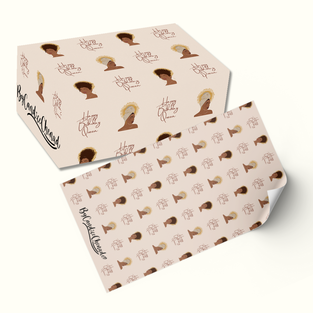 Happy Birthday Queen Wrapping Paper -Happy Birthday Ethnic Black Mixed Race Woman Gift Wrap
