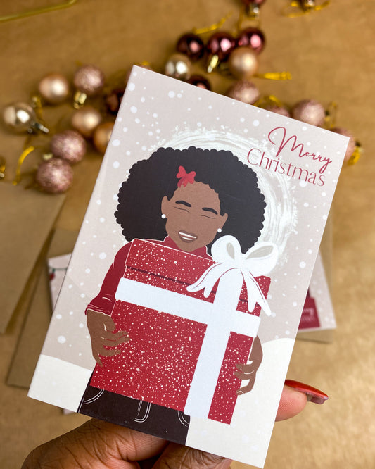 A christmas gift - Girl Christmas Card 6 A6 Card Multipack