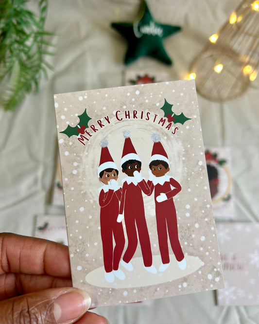 Little Elves 4 Pack Mini A7 Black Elf - Christmas Card Multipack - Children's