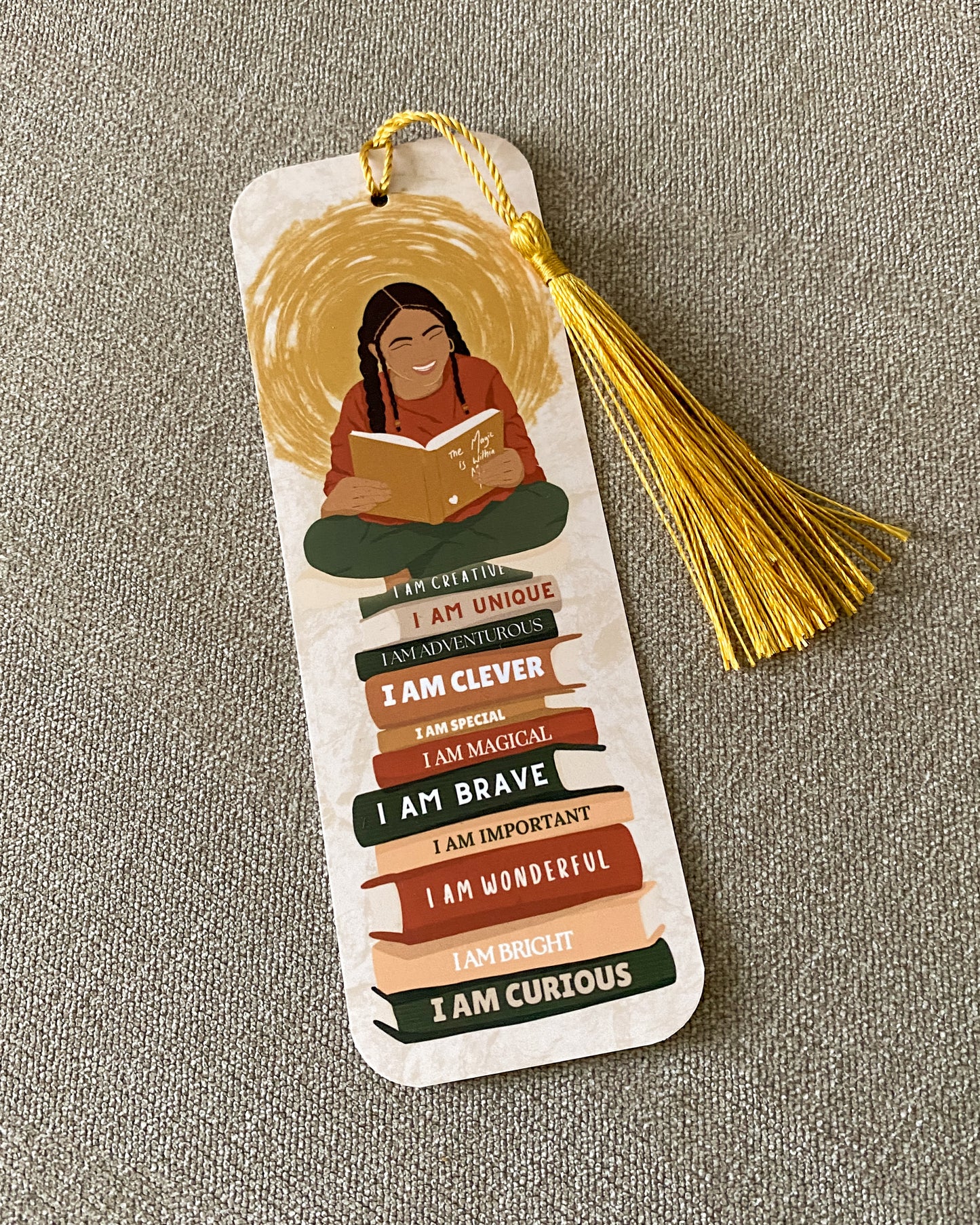 Girl Reading Books - Kids Affirmation Bookmark -Zah