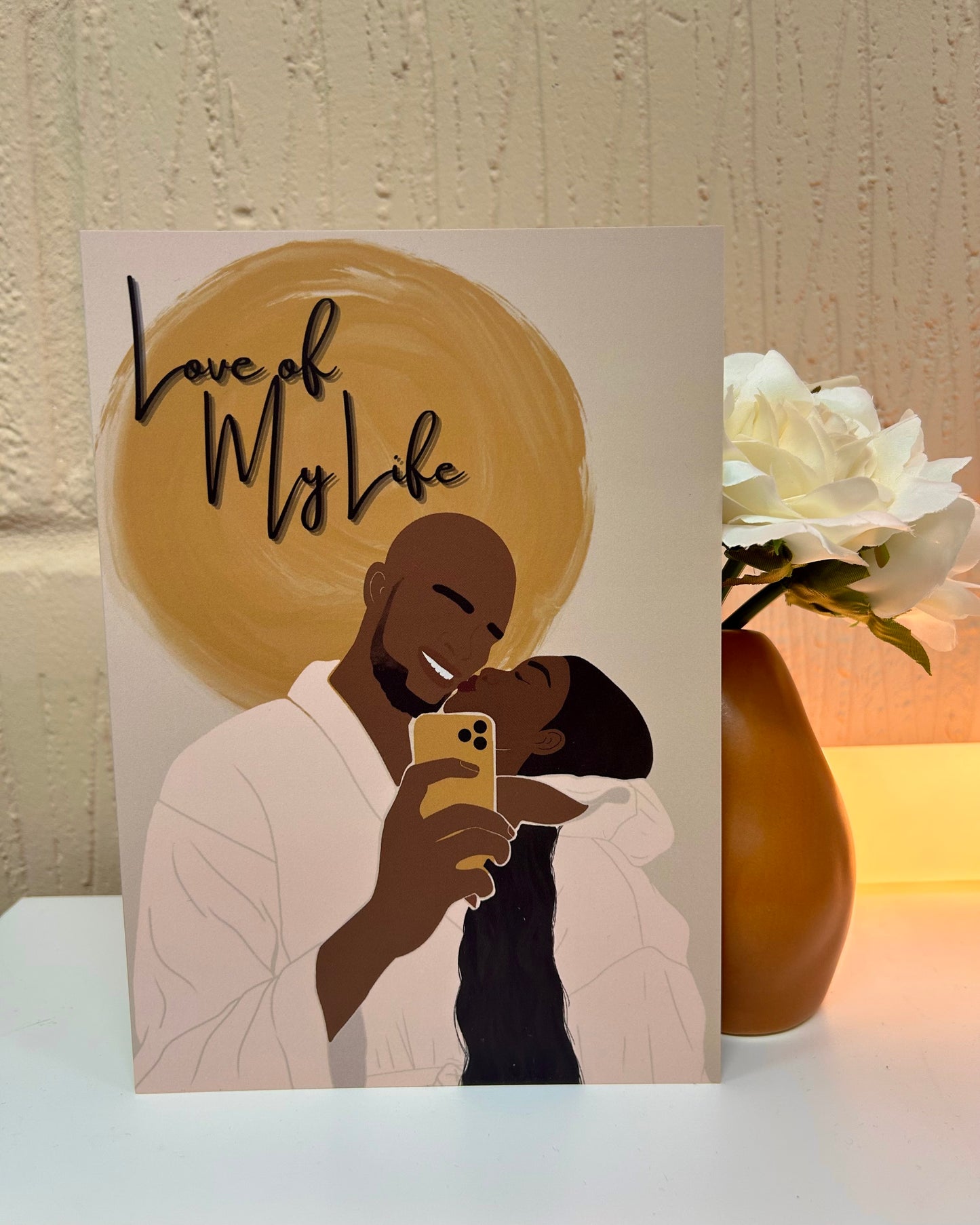 Selfie Lover’s Black Love Couple Greetings Card