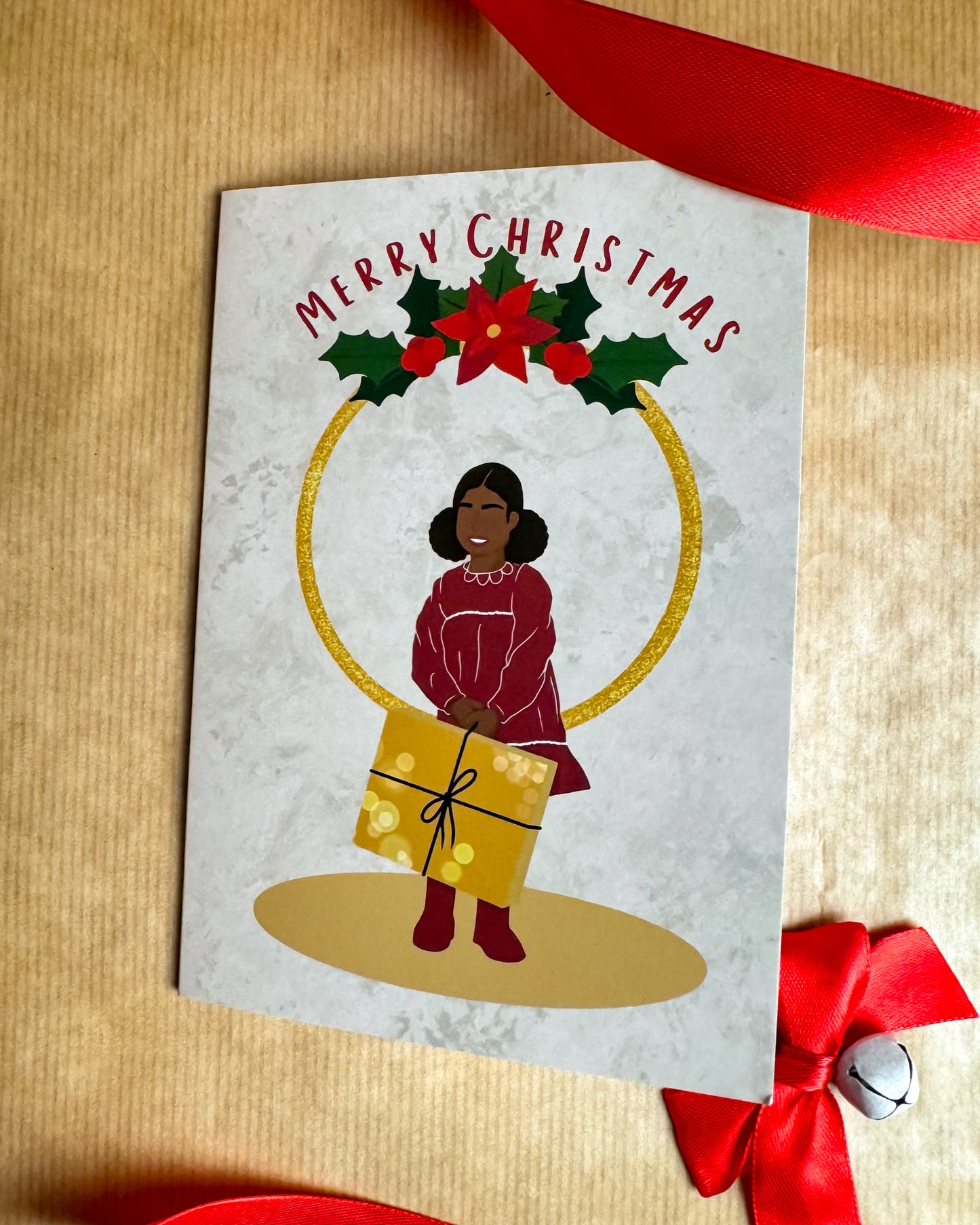 A christmas party gift - Girl Christmas Card 6 A6 Card Multipack