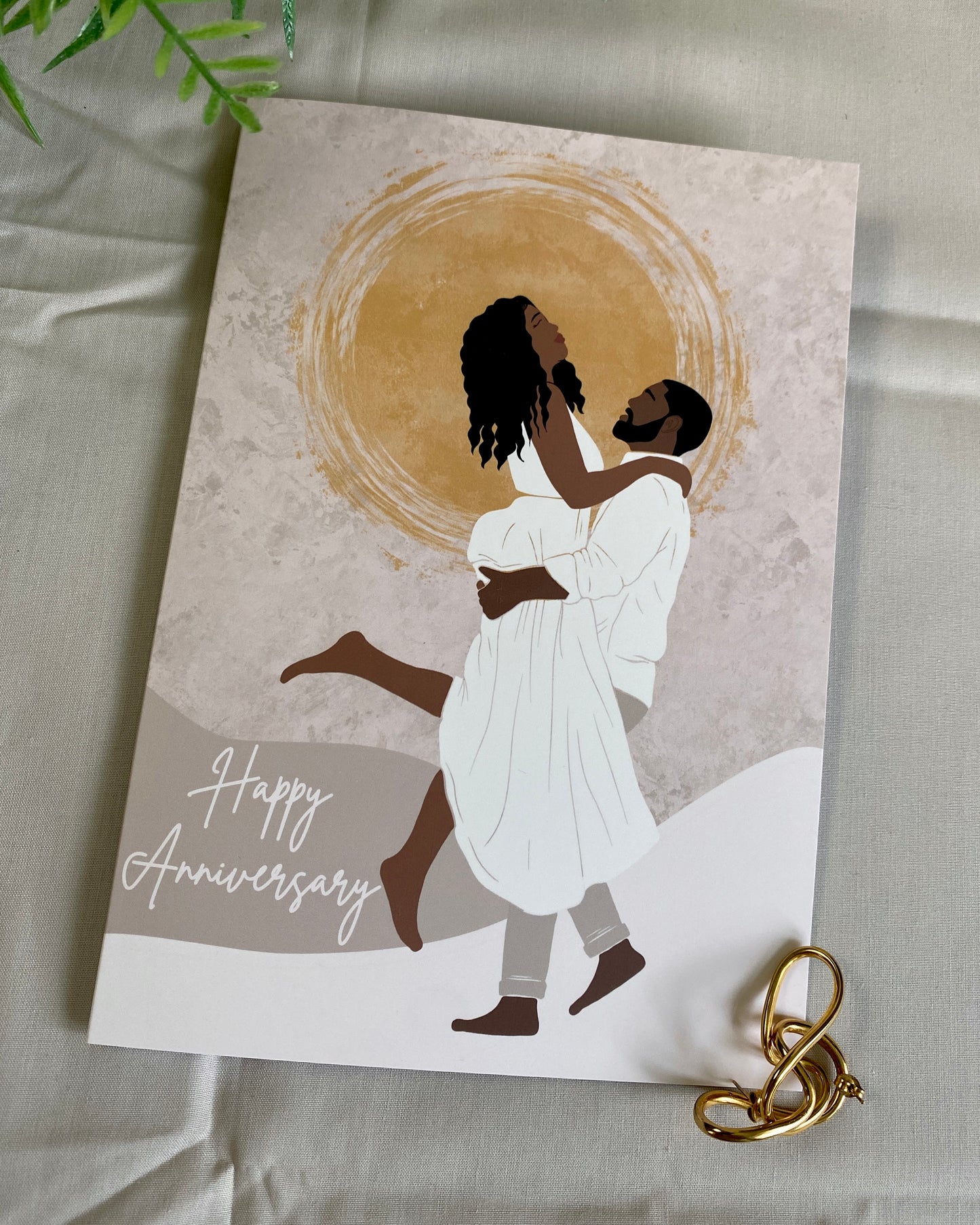 Embracing Lover’s - Black Love Anniversary Greetings Card