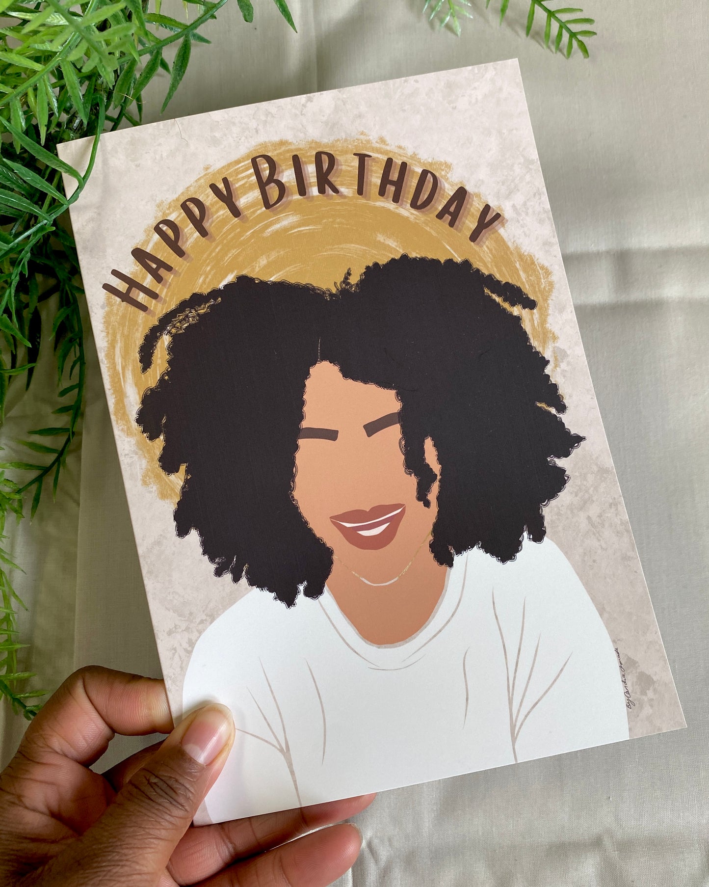 Sinead's Happy Afro - Woman Birthday Card - Light