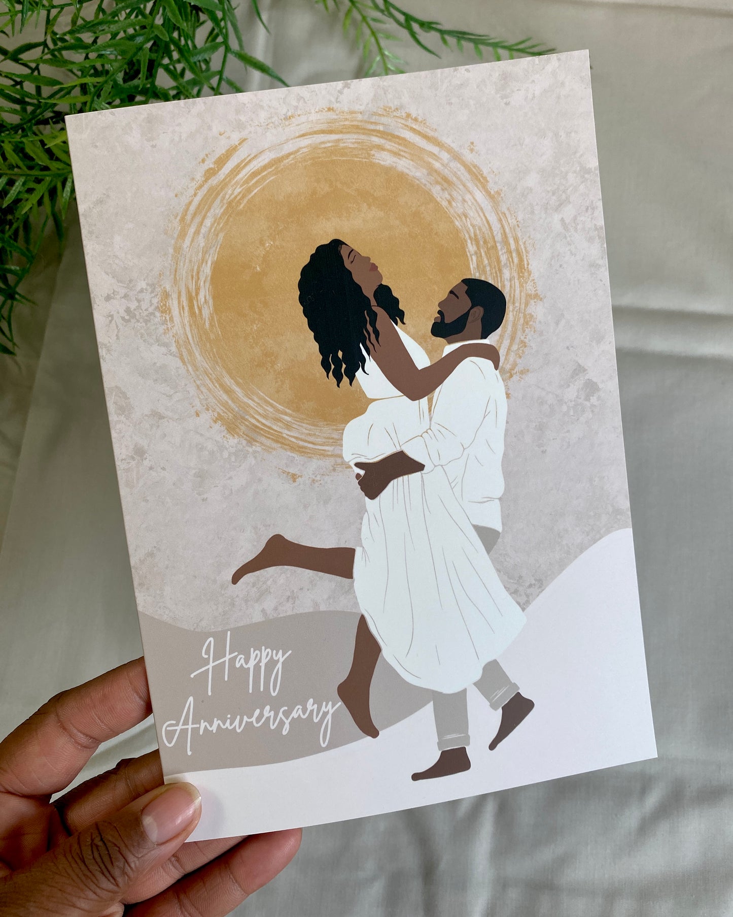 Embracing Lover’s - Black Love Anniversary Greetings Card