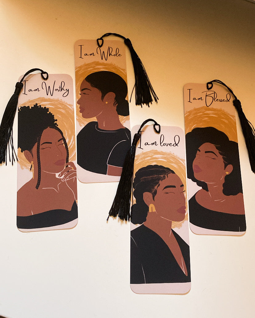 4 Pack “I Am” Black Woman Affirmation Bookmark Set.