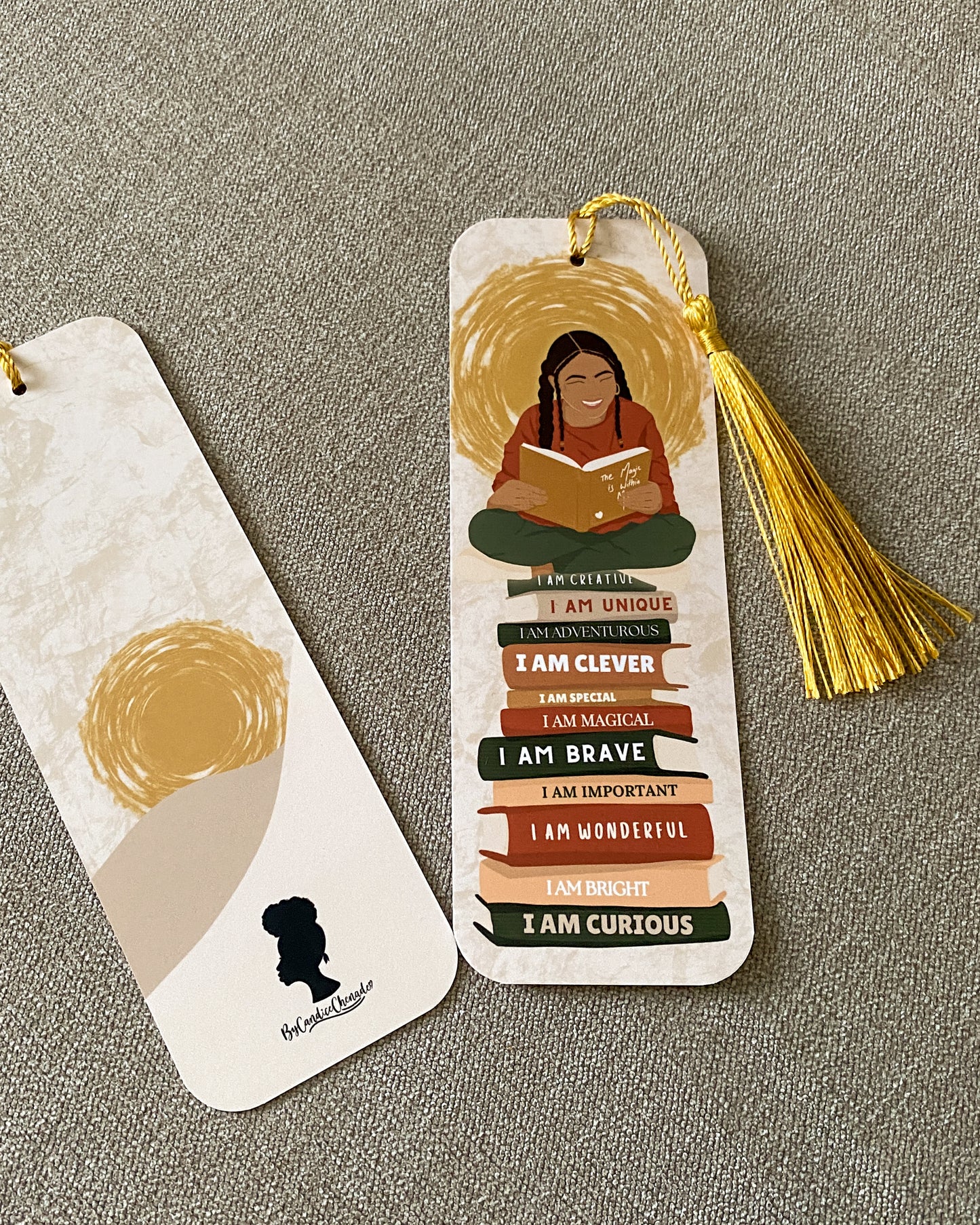 Girl Reading Books - Kids Affirmation Bookmark -Zah