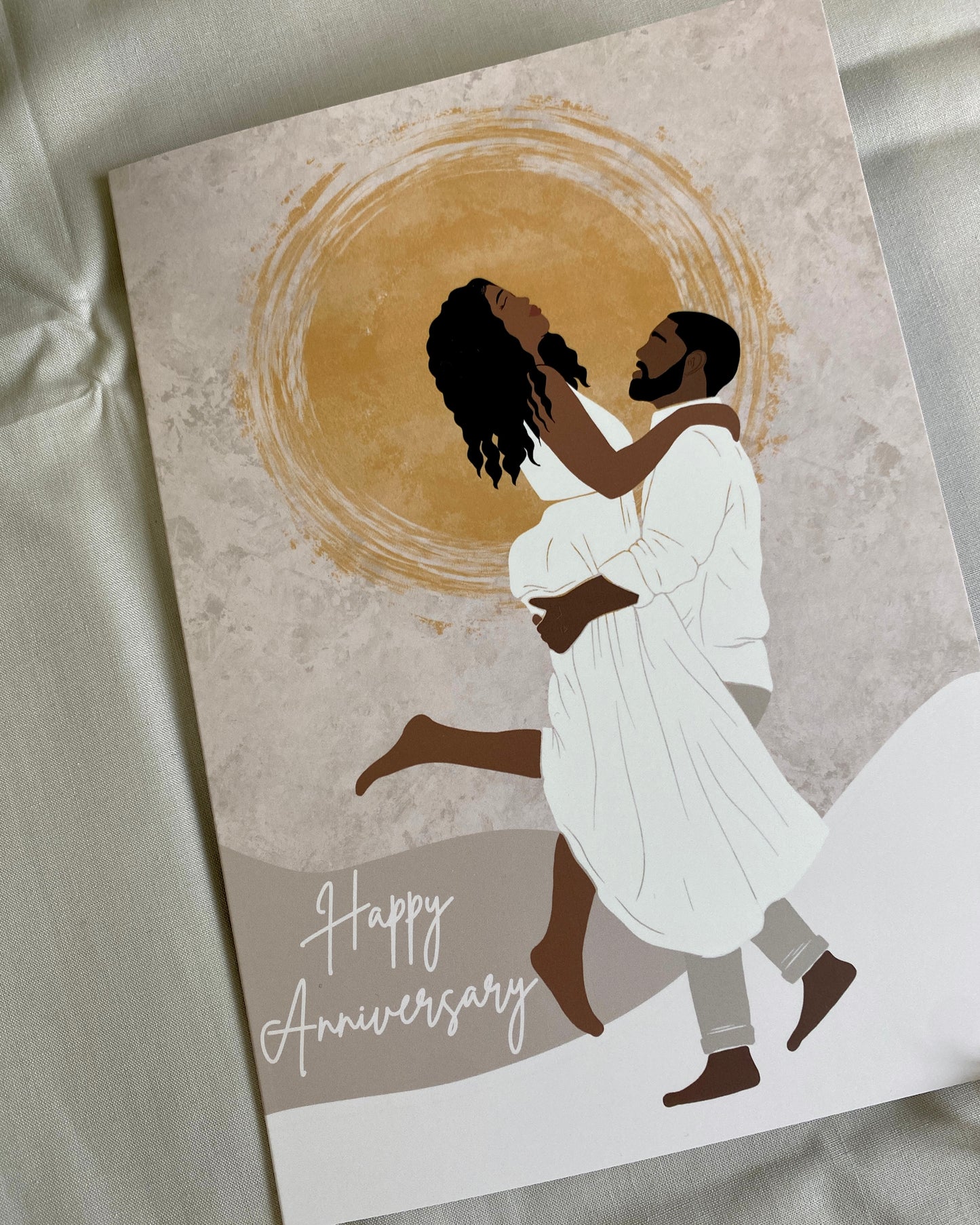 Embracing Lover’s - Black Love Anniversary Greetings Card