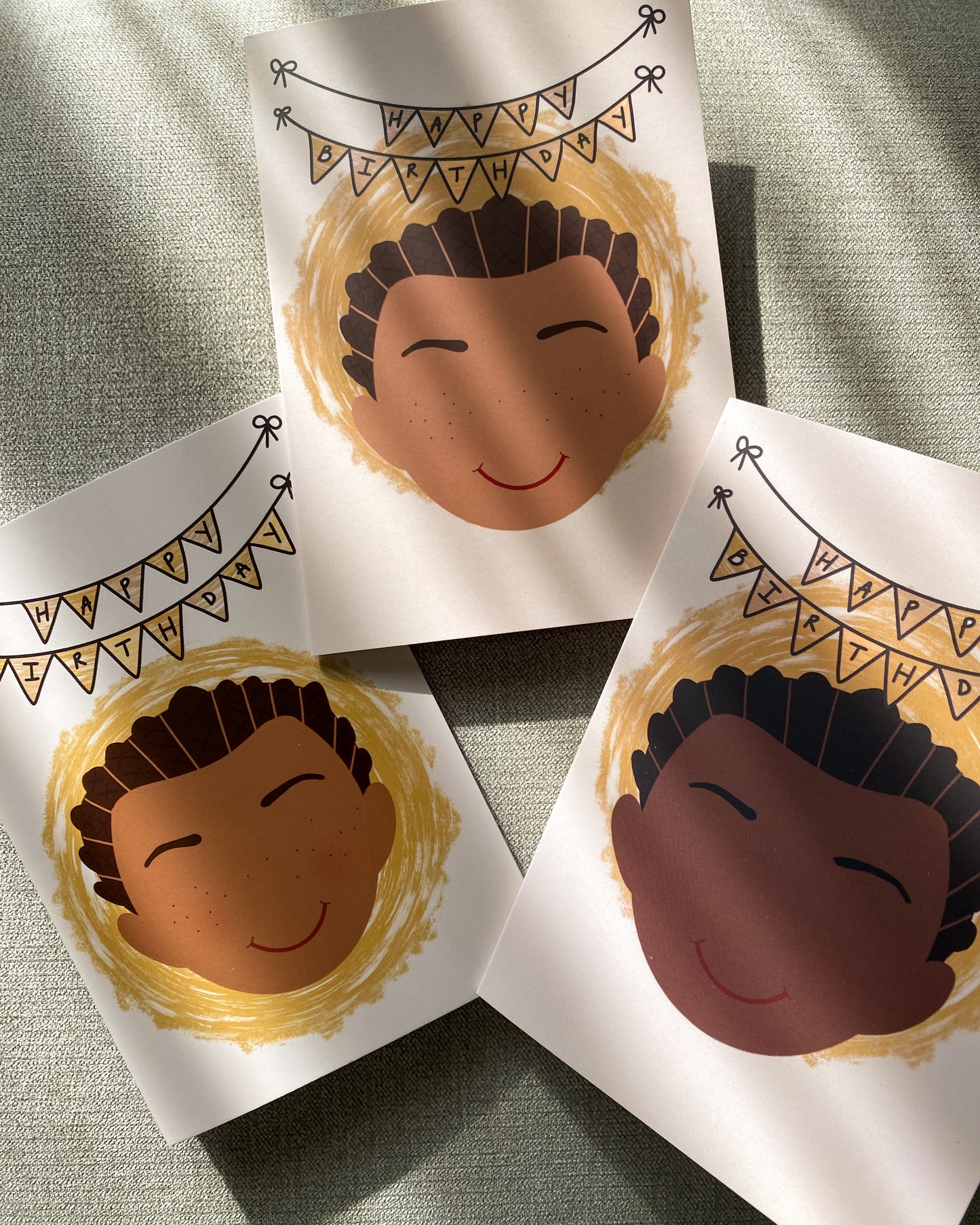 Kids Mini Birthday Card - Boy With Braids - Mehkai