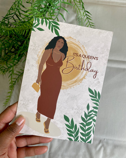 Destiny’s It’s a Queens Birthday - Black Woman Celebration Card - Mid