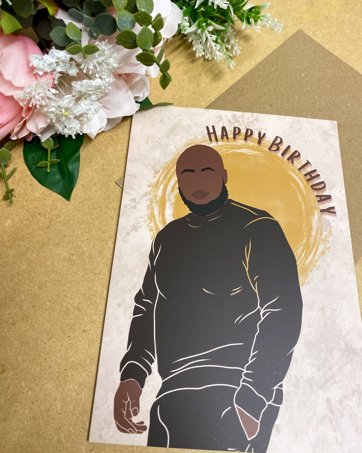 Bald & Bearded Black Man Happy Birthday Card