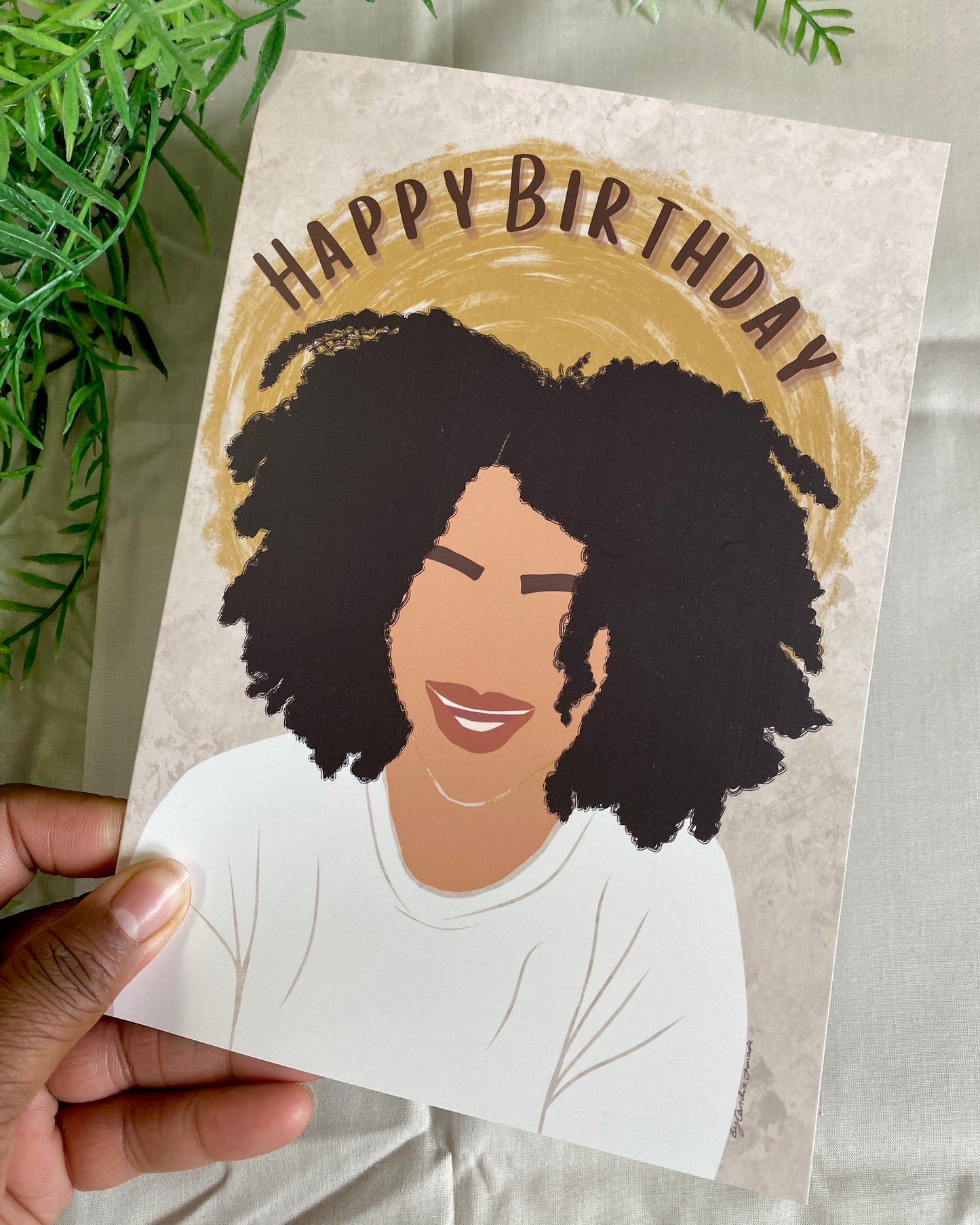 Sinead's Happy Afro - Woman Birthday Card - Light