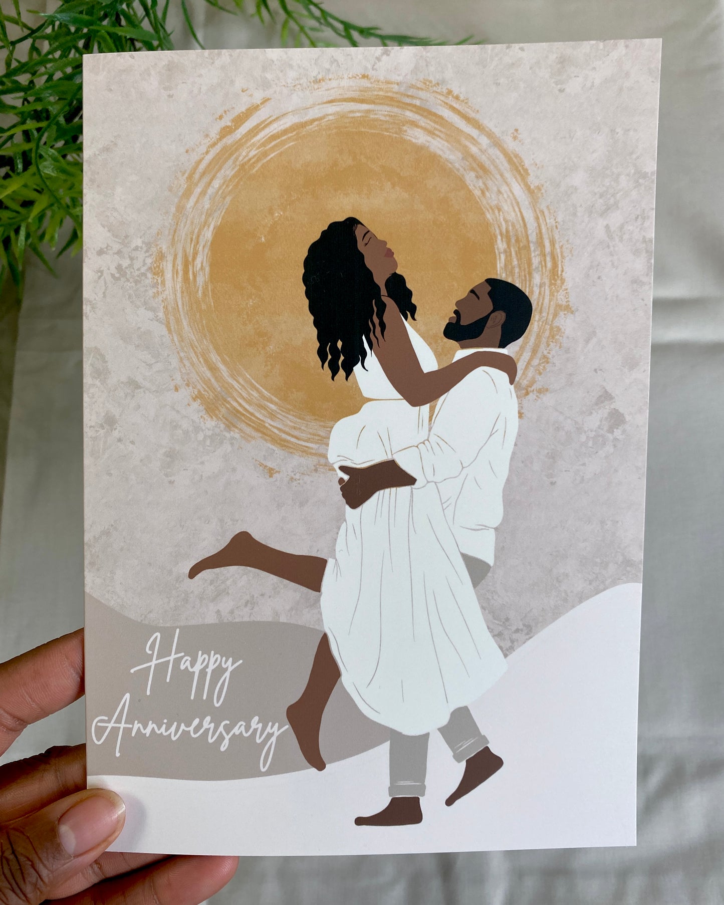 Embracing Lover’s - Black Love Anniversary Greetings Card