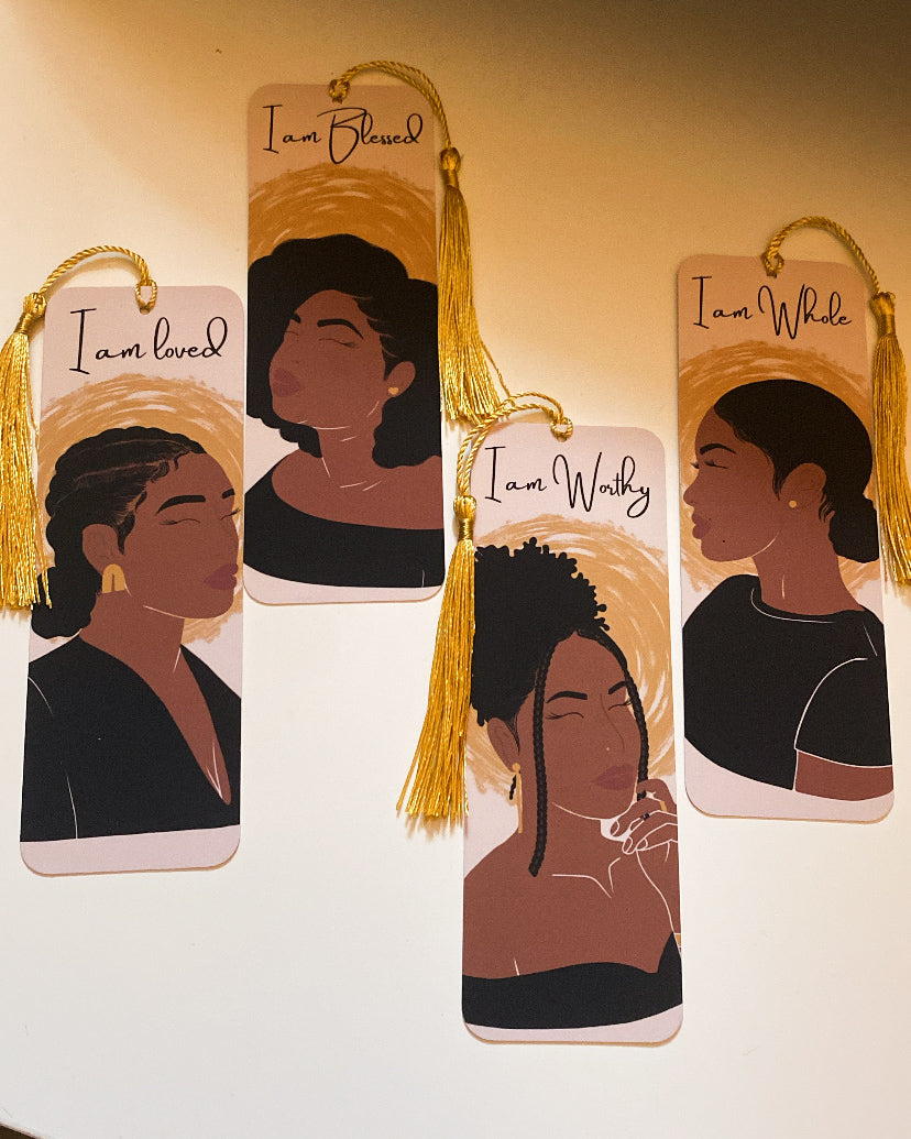 4 Pack “I Am” Black Woman Affirmation Bookmark Set.