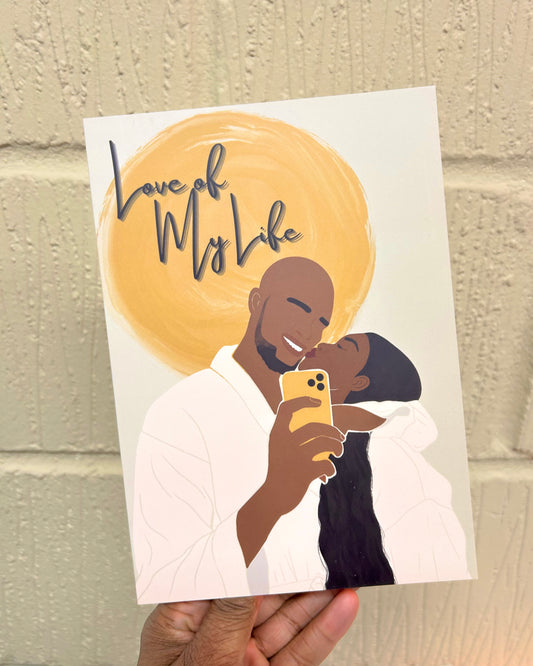 Selfie Lover’s Black Love Couple Greetings Card