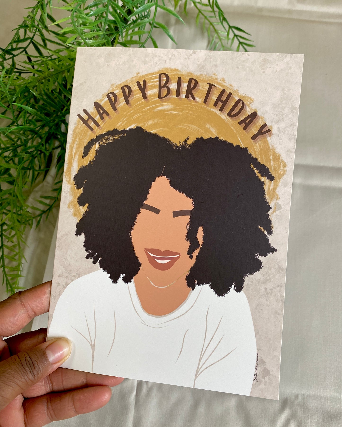 Sinead's Happy Afro - Woman Birthday Card - Light