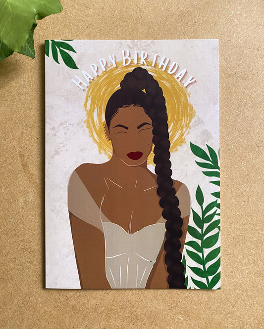 Bee’s Braid Happy Birthday Card - Black Woman Celebration Card
