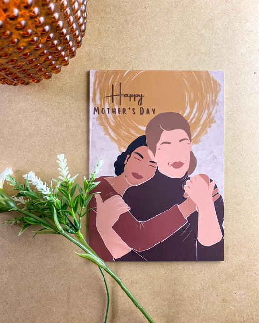 Mother & Daughter - Mother’s Day Card - Queen - Interracial Mixed Daughter White Mum