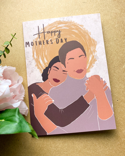 Mixed Race Mother & Daughter - Mother’s Day Card - Black Queen - Mom Mama