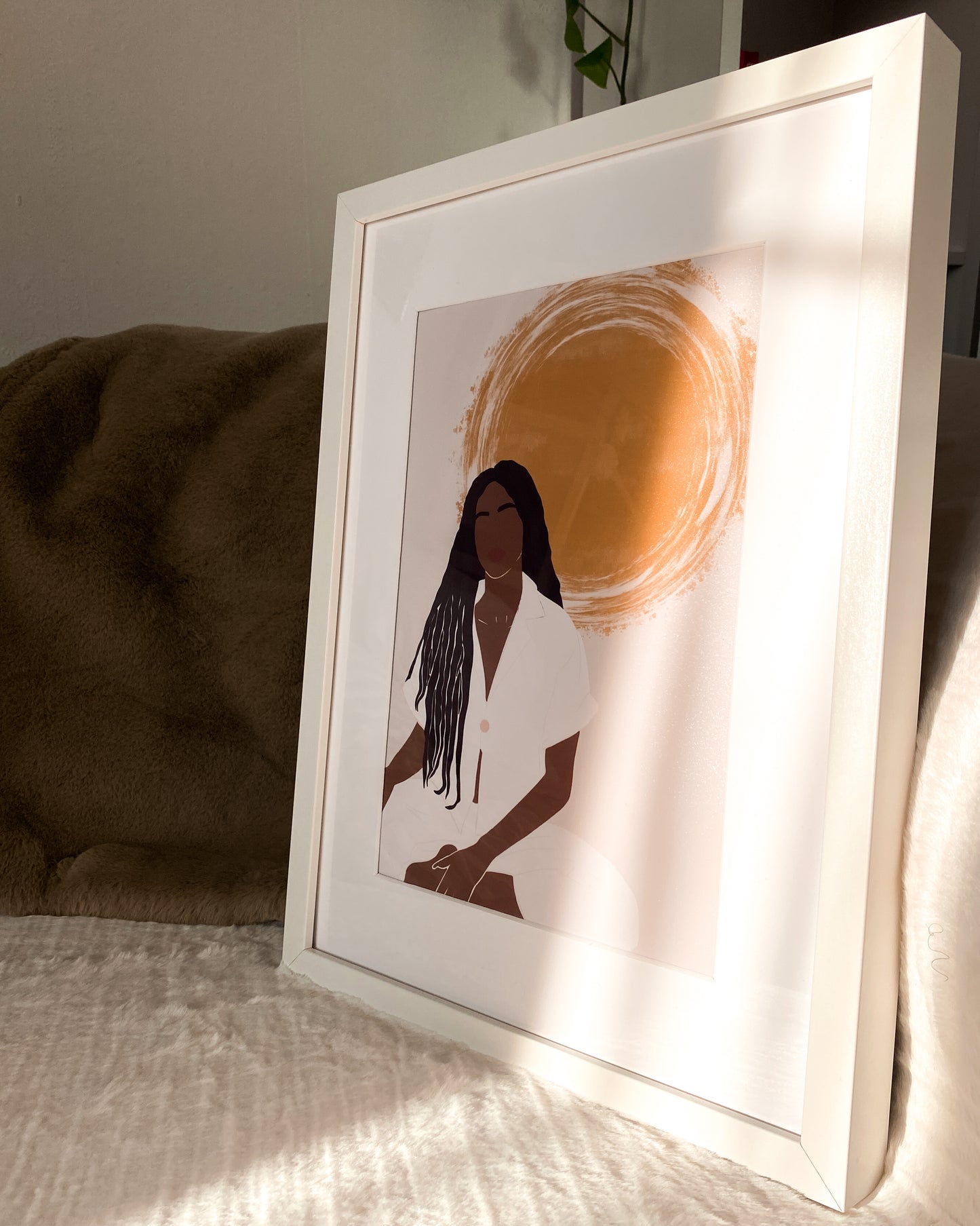Lock Love Yellow Sun Black Woman - Wall Art Print