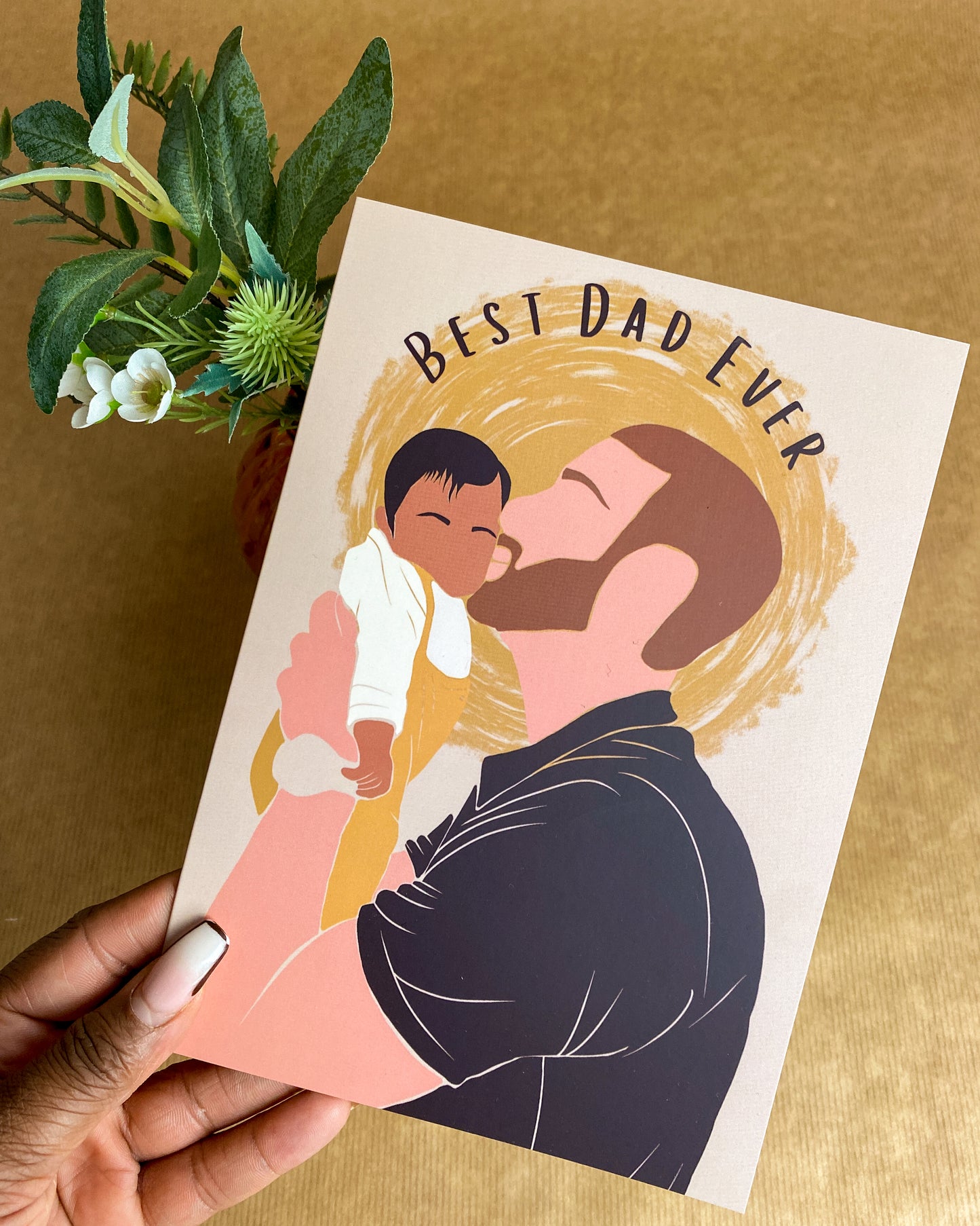 First Time Dad Fathers Day Card - Special Dad White Dad Mixed Baby Father's Day