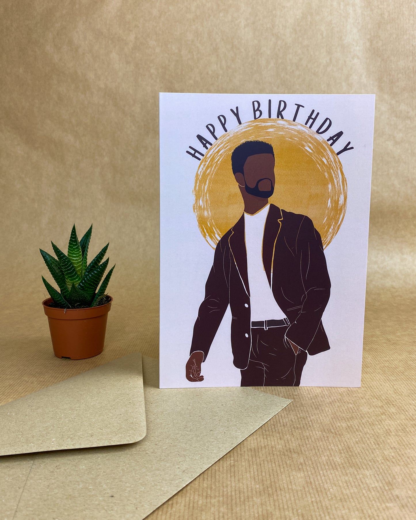 Black Man Birthday Card. Black Dad Card. Black male Classy Man.