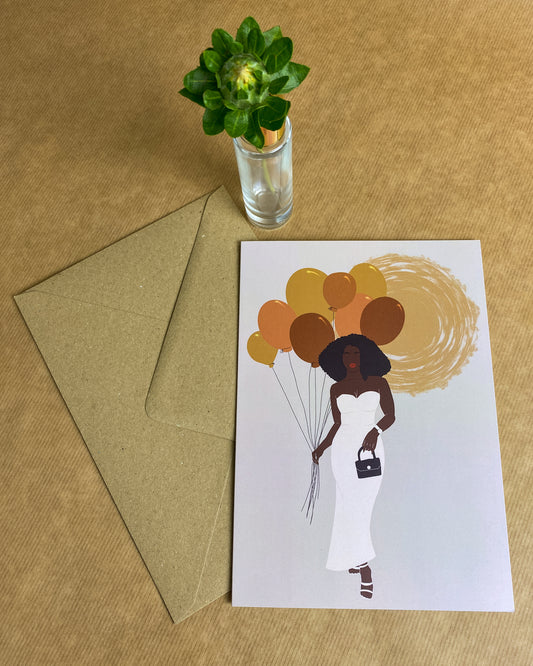 Birthday Balloons - Black Woman Birthday Card