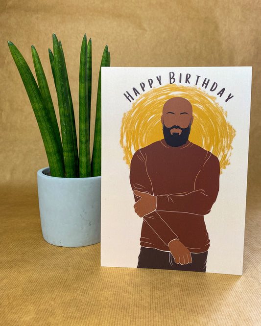 Bald & Bearded Black Man Birthday Card. Black Dad Card.