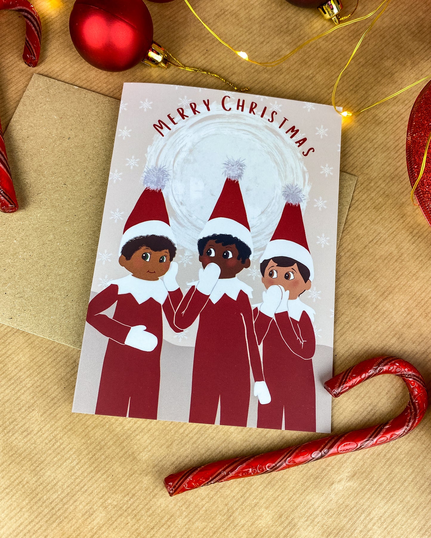 Black Elf Christmas Card - Children's Seasons Greetings -