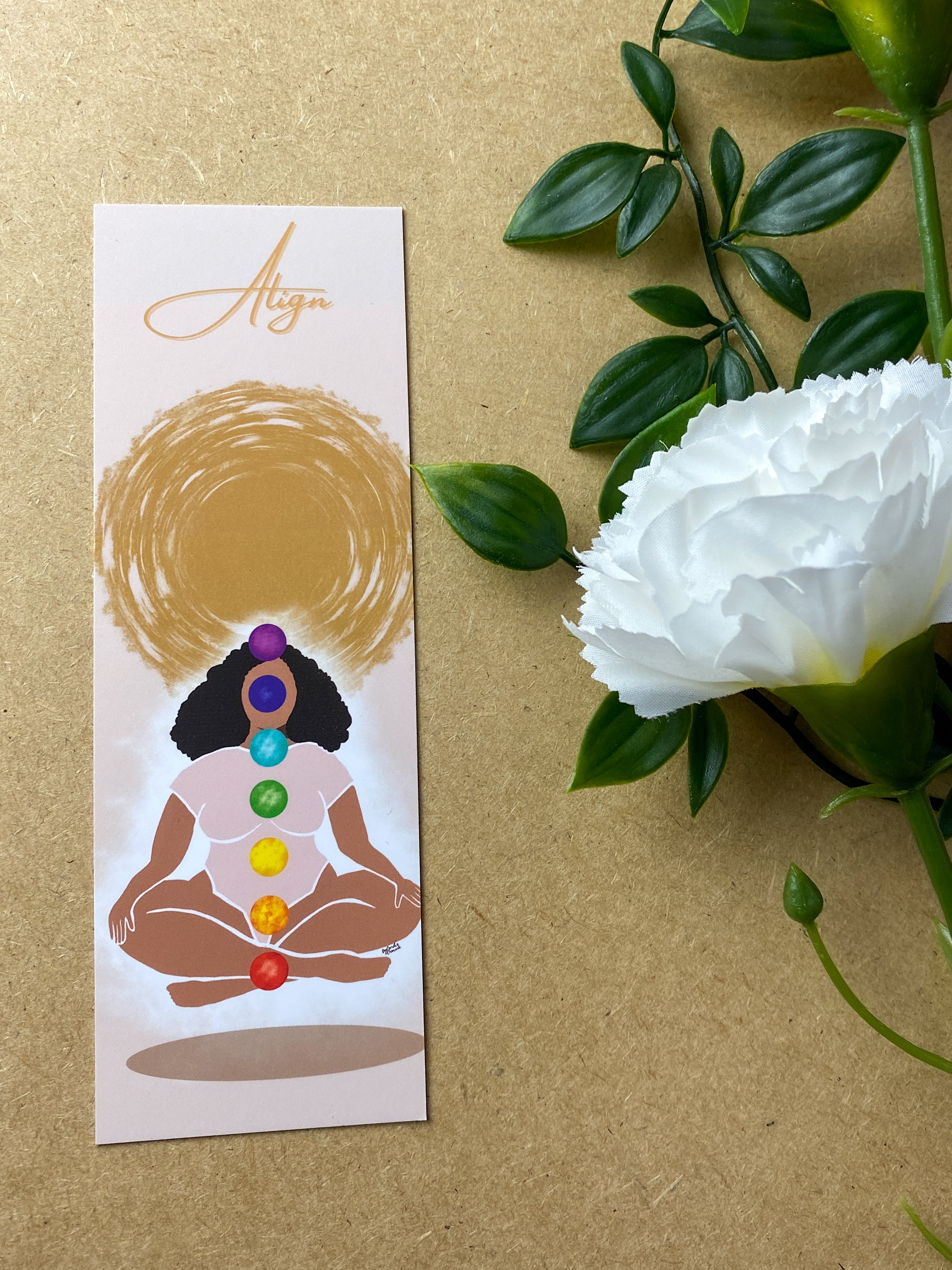 Mixed Race Chakra & Affirmation woman bookmark. - Align – ByCandiceChenade