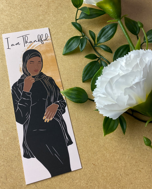 I Am Thankful Black Hijabi Woman Bookmark