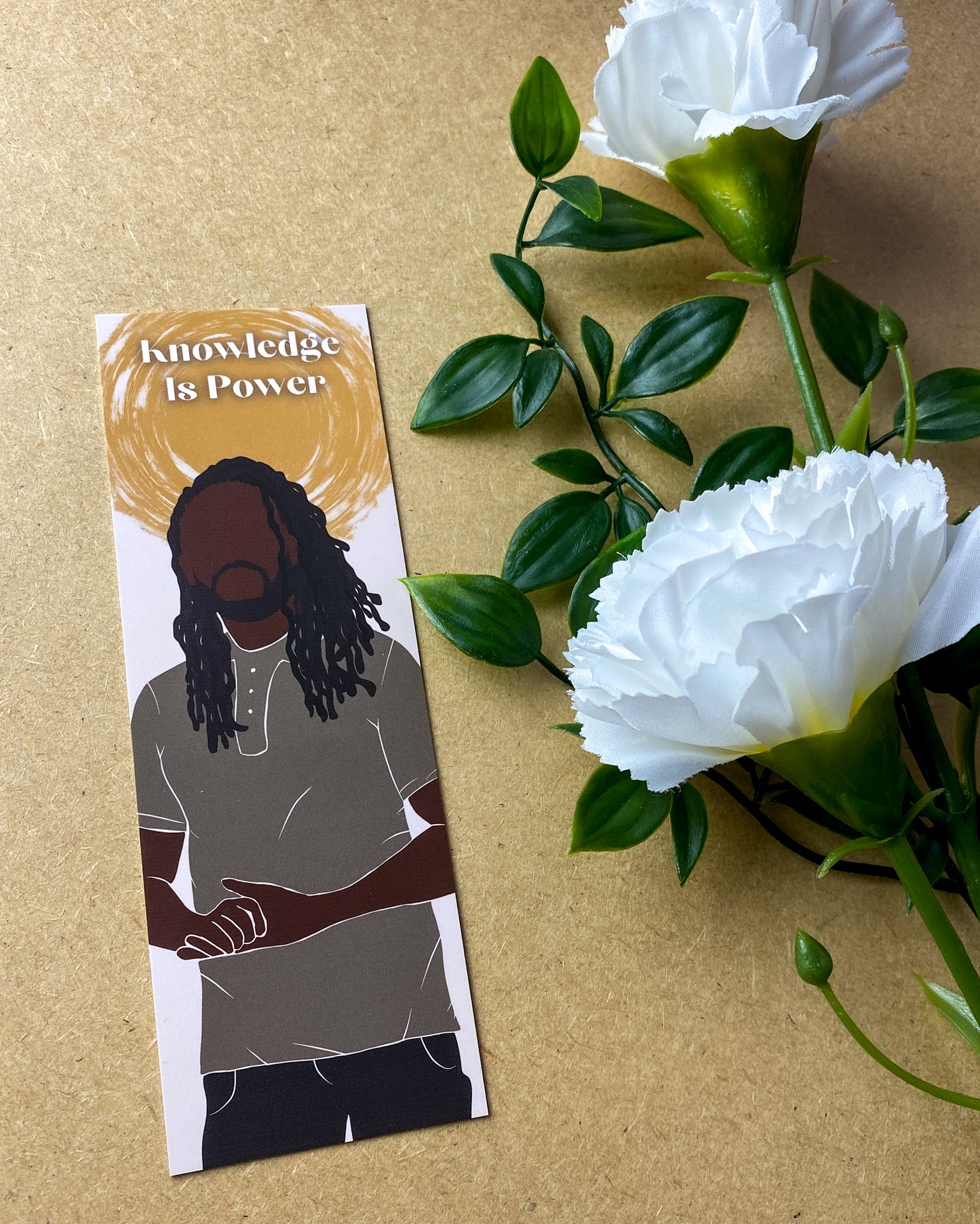 Knowledge Is Power Black Man with Locs Bookmark Black King Man Book Lover Melanin Stationery Bookmark.