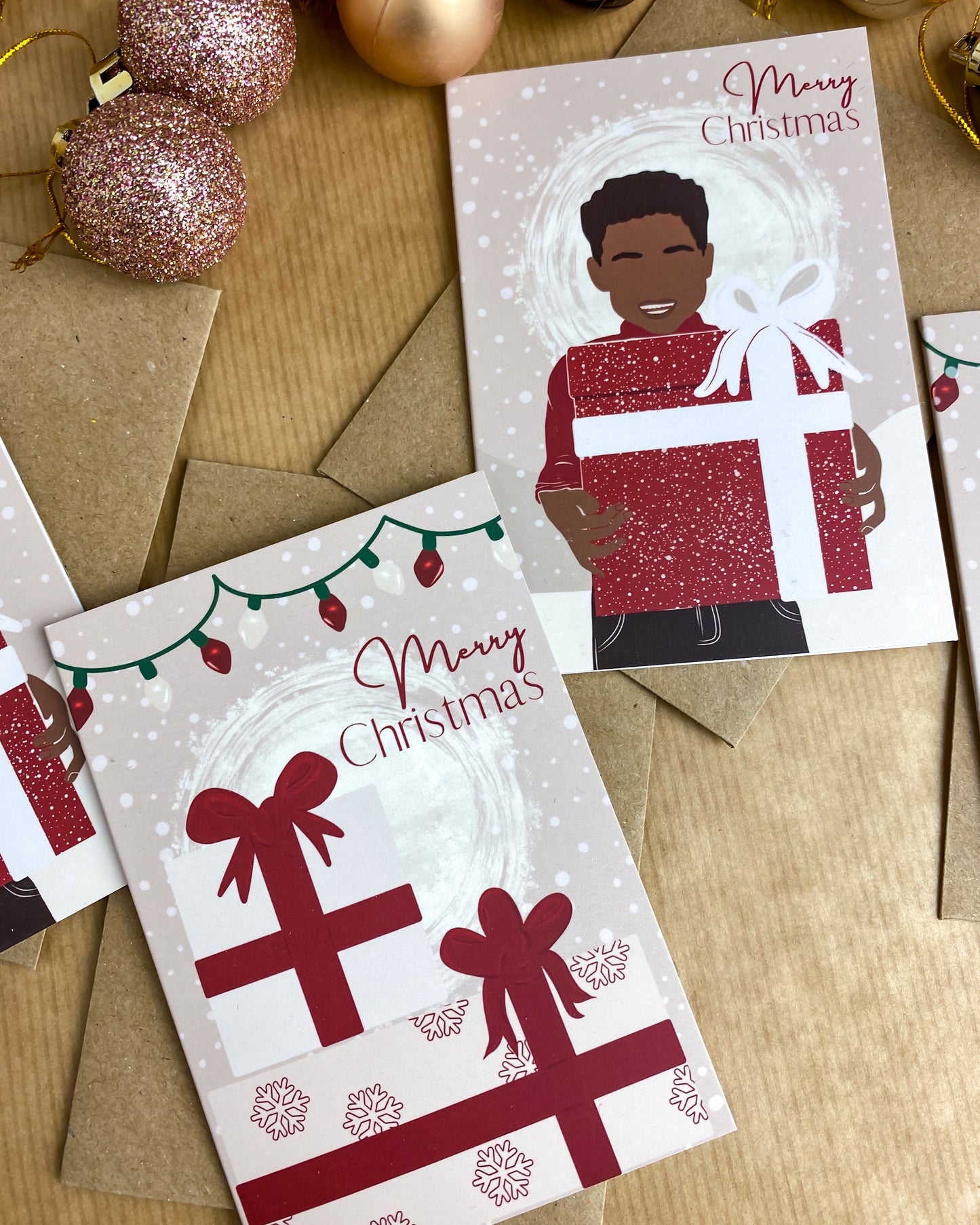 4 Pack Mini A7 Christmas Gifts - Christmas Card Multipack - Children's Seasons Greetings Cards Diverse Black Greeting Cards