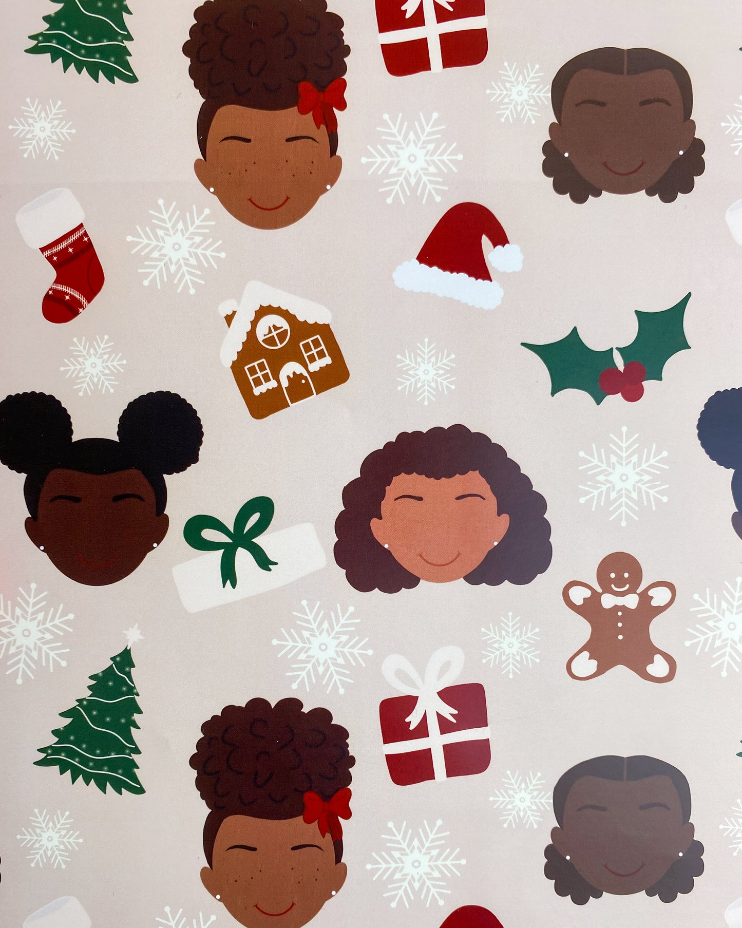 Black Girl Kids Christmas Ethnic Mixed Race Children Wrapping Paper Gift Wrap Boys & Girls Boy little Girl